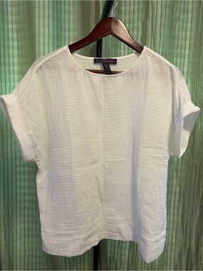 Gloria Vanderbilt White Textured Short Sleeve Top